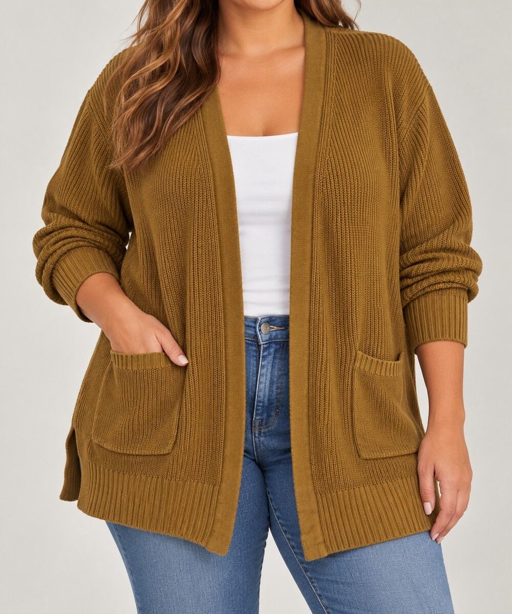 Nine West Knit Cardigan Sweater Open Front Pockets Long Sleeve Women's Size XL